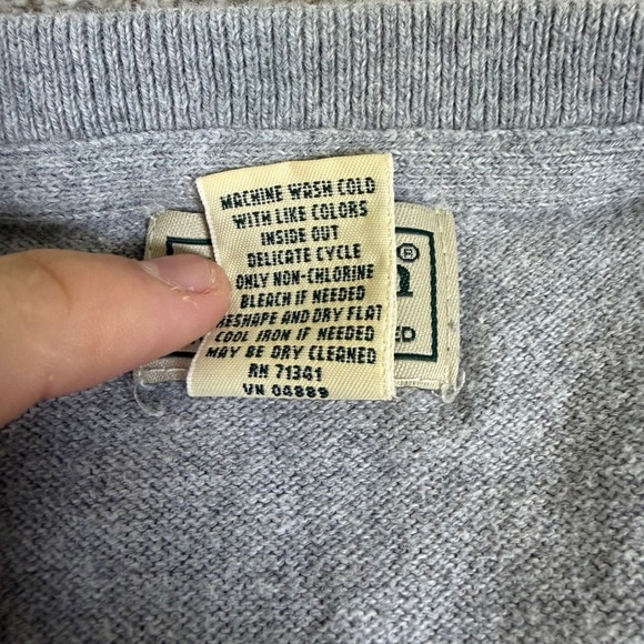 LL Bean Mens XL Gray Cotton Cashmere V-Neck Sweater 274603 - Picture 6 of 12